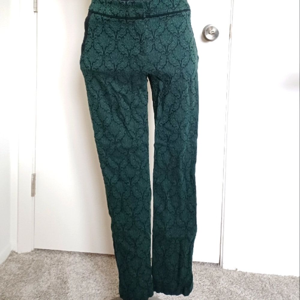 Green and Black Patterned Slacks
